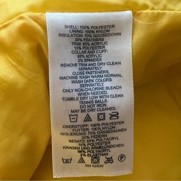 LANDS END YELLOW DOWN PUFFER COAT SIZE SMALL - Picture 11 of 16